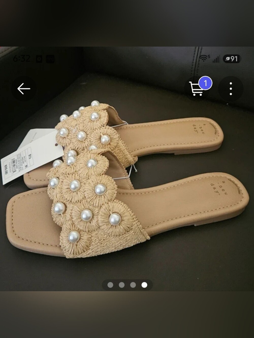 A New Day Women’s sandals pearl designs new size 9.5 - Picture 2 of 4